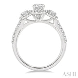 1 Ctw Past Present and Future Diamond Engagement Ring With 3/8 Ct Round Cut Center Stone in 14K White Gold