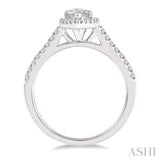 3/4 Ctw Round Cut Diamond Engagement Ring With 1/2 Ct Marquise Cut Center Stone in 14K White Gold