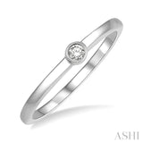 1/20 Ctw Lightweight Bezel Set Round Cut Diamond Petite Ring in 10K White Gold