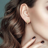 1/10 ctw Palm Tree Round Cut Diamond Petite Fashion Earring in 10K Yellow Gold