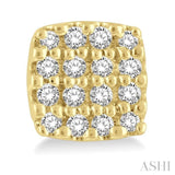 1/8 Ctw Cushion Shape Round Cut Diamond Petite Fashion Earring in 10K Yellow Gold