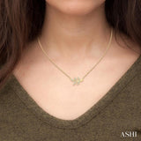 1/10 ctw Leaf Motif Round Cut Diamond Petite Fashion Pendant With Chain in 10K Yellow Gold