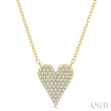 1/4 Ctw Heart Charm Round Cut Diamond Fashion Pendant With Chain in 10K Yellow Gold