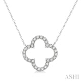 1/2 Ctw Clover Round Cut Diamond Pendant With Chain in 14K White Gold