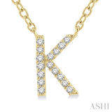 1/20 ctw Initial 'K' Round Cut Diamond Pendant With Chain in 14K Yellow Gold