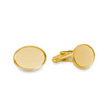 Sandblasted Oval Cufflinks with Etched Border