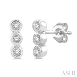 1/10 ctw Petite Bezel Set Round Cut Diamond Fashion Stud Earring in 10K White Gold