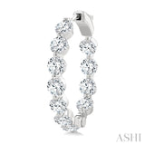 5 Ctw Inside-Out Single Prong Set Round Cut Diamond Hoop Earrings in 14K White Gold