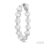 5 ctw Inside-Out Single Prong Set Round Cut Diamond Hoop Earrings in 14K White Gold