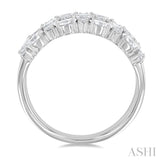 1 1/2 Ctw Triple Row Multi-Cut Diamond Fashion Band in 14K White Gold