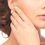 1/4 Ctw Marquise shape Twin Band Baguette and Round Cut Diamond Fusion Fashion Ring in 10K White Gold