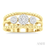 1/4 Ctw Past, Present & Future Lovebright Round Cut Diamond Bead Bijoux Fashion Ring in 14K Yellow and White Gold