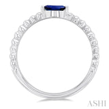 5x2.5 MM Marquise Shape Sapphire and 1/5 Ctw Single Cut Diamond Precious Split Twin Ring in 10K White Gold