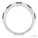 4X2 MM Baguette Cut Sapphire and 1/5 Ctw Art Deco Round Cut Diamond Precious Band in 14K White Gold