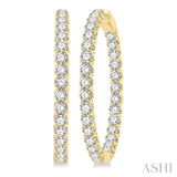 10.00 ctw Inside-Out Round Cut Diamond 1 1/2 Inch Hoop Earrings in 14K Yellow Gold