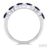 3 MM Sapphire and 1/3 Ctw Round Cut Diamond Precious Band in 14K White Gold