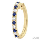 1.80 MM Round Shape Sapphire and 1/4 Ctw Round Cut Diamond Precious Hoop Earrings in 10K Yellow Gold