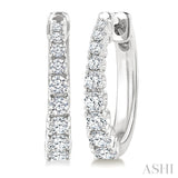 1/2 Ctw Graduated Round Cut Diamond Fashion Hoop Earrings in 14K White Gold
