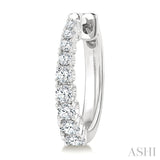 1/2 Ctw Graduated Round Cut Diamond Fashion Hoop Earrings in 14K White Gold