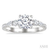 1/2 Ctw Pear and Round Cut Diamond Semi-Mount Engagement Ring in 14K White Gold