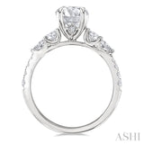 1/2 Ctw Pear and Round Cut Diamond Semi-Mount Engagement Ring in 14K White Gold