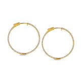 Large Side Stone Hoop Earrings