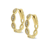 Three Stone Marquis Hoop Earrings