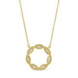 Three Stone Marquis Open Circle Necklace