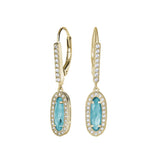 Oblong Simulated Blue Topaz Drop Earrings