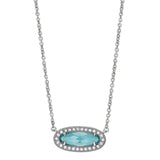 Oblong Simulated Blue Topaz Necklace