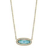 Oblong Simulated Blue Topaz Necklace