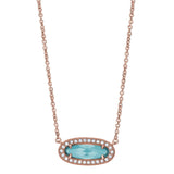 Oblong Simulated Blue Topaz Necklace
