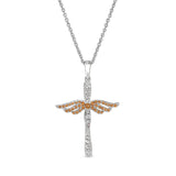 November Birthstone Angel Wing Cross Pendant
