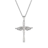 Two Tone Angel Wing Cross Pendant