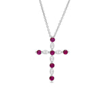 Simulated Ruby Cross Pendant