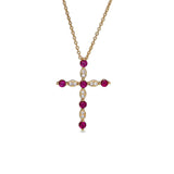 Simulated Ruby Cross Pendant