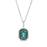Black Enamel Aqua Spinel Octagon Pendant