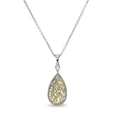 Two Tone Teardrop Pendant with Leaf Design