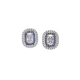 Synthetic Blue Sapphire and Black Rhodium Stud Earrings
