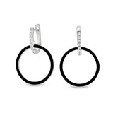 Black Enamel Open Hoop Earrings