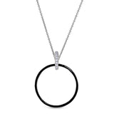 Black Enamel Open Hoop Pendant