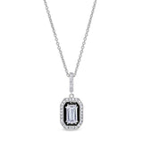 Octagon Black Enamel Halo Pendant