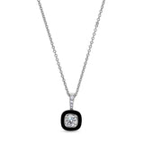 Cushion Cut Black Enamel Pendant