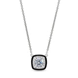 Cushion Cut Black Enamel Necklace