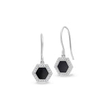 Black Enamel Hexagon Drop Earrings
