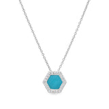 Turquoise Enamel Hexagon Pendant