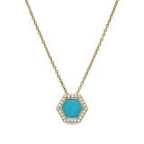 Turquoise Enamel Hexagon Pendant
