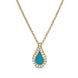 Turquoise Enamel Teardrop Pendant