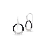 Black Enamel Open Circle Drop Earrings