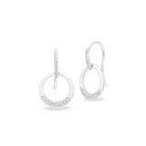 White Enamel Open Circle Drop Earrings